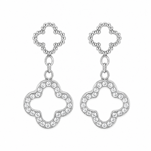Crystal Lucky Clover Ohrringe 14K vergoldet