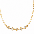 Crystal Flower Necklace 14K vergoldet