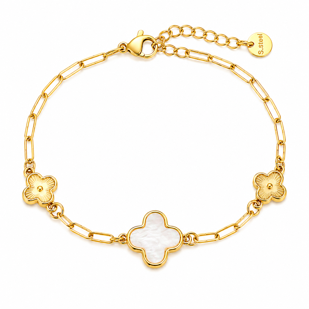 Pave Clover Bracelet 14K vergoldet