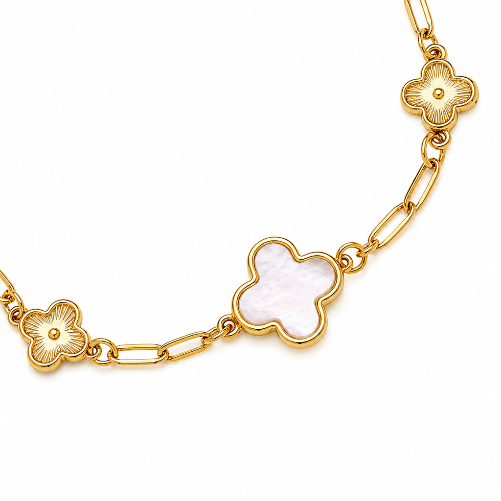 Pave Clover Bracelet 14K vergoldet
