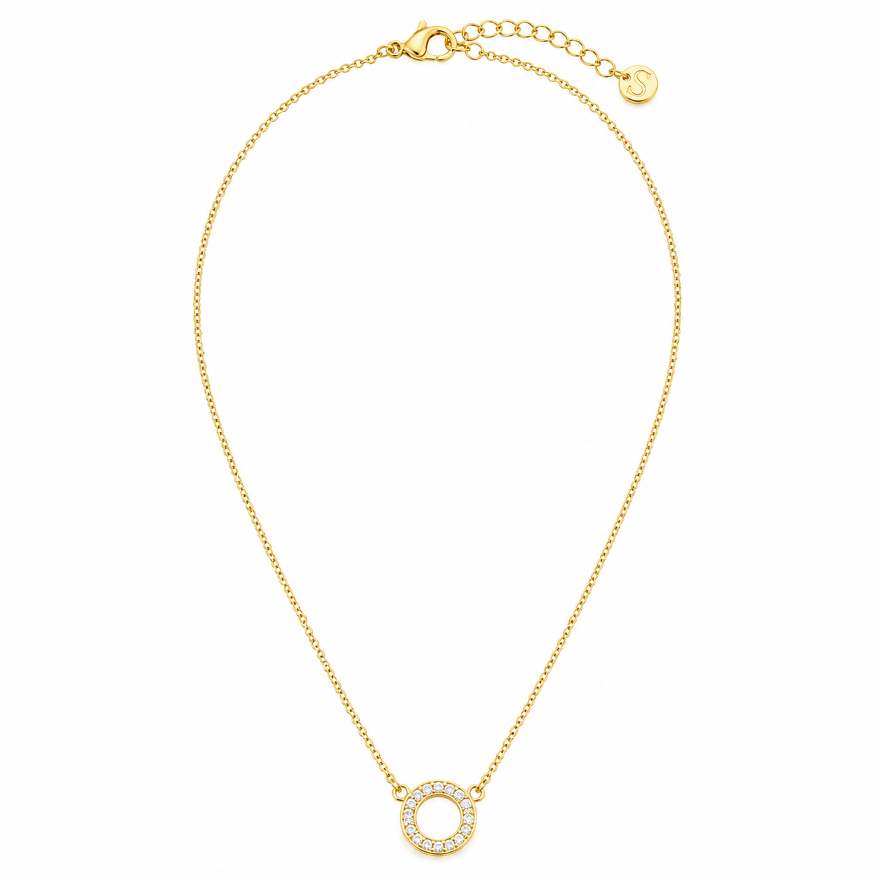 Crystal Halo Necklace 14K vergoldet
