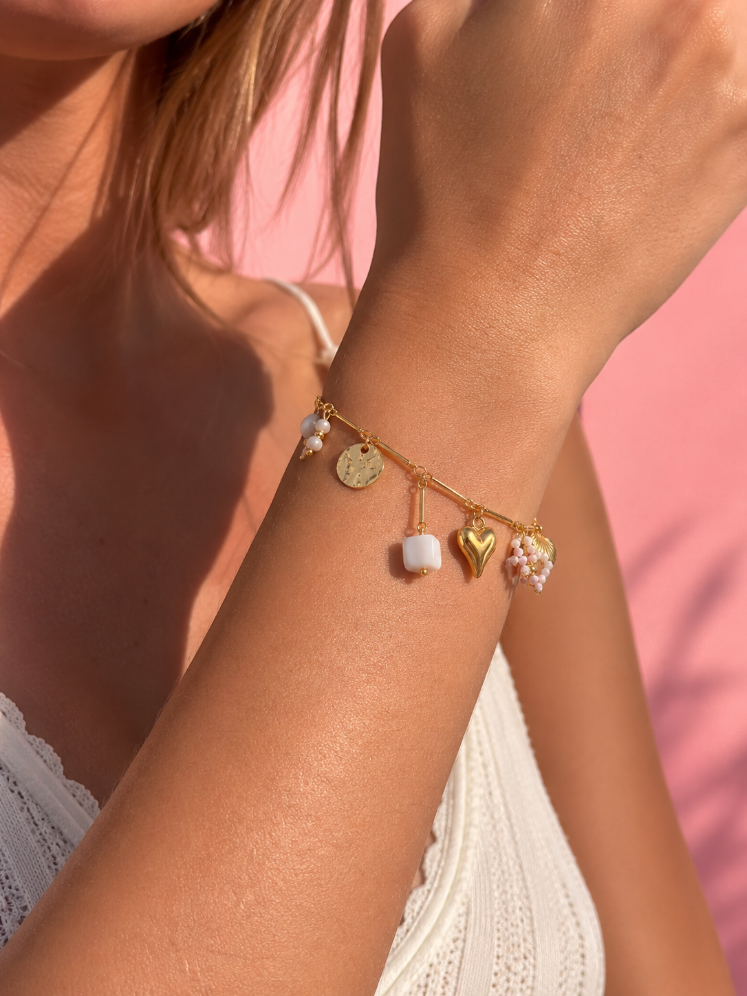 Golden Charm Bracelet 14K vergoldet
