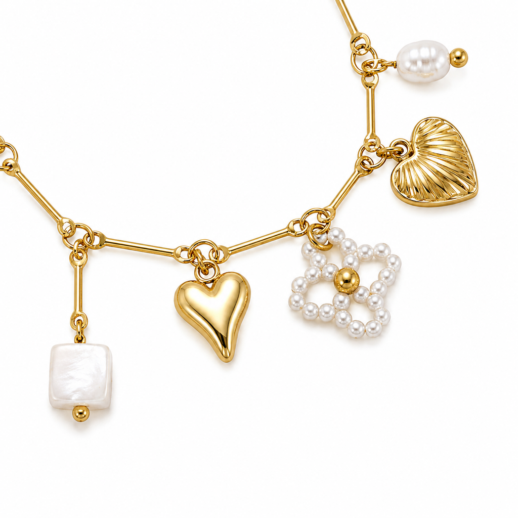 Golden Charm Bracelet 14K vergoldet