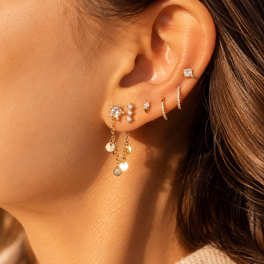 Crystal Rain Earrings 14K vergoldet