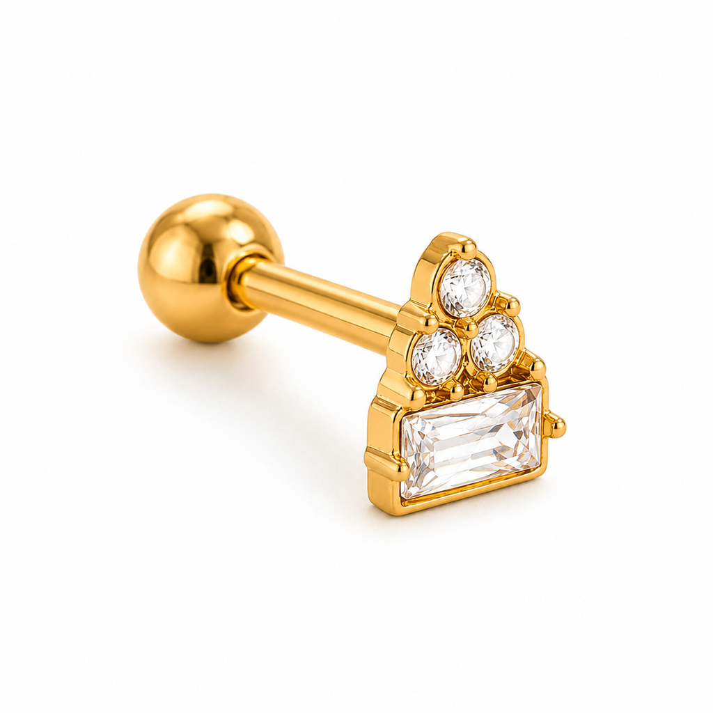 Crystal Crown Piercing 14K vergoldet