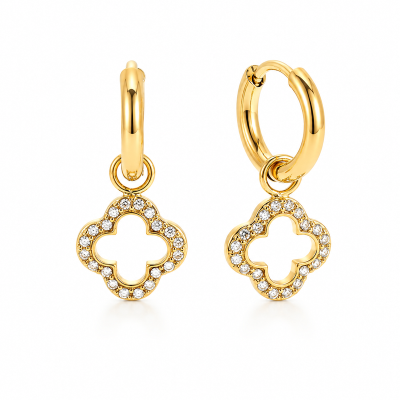 Golden Lucky Clover Ohrringe 14K vergoldet