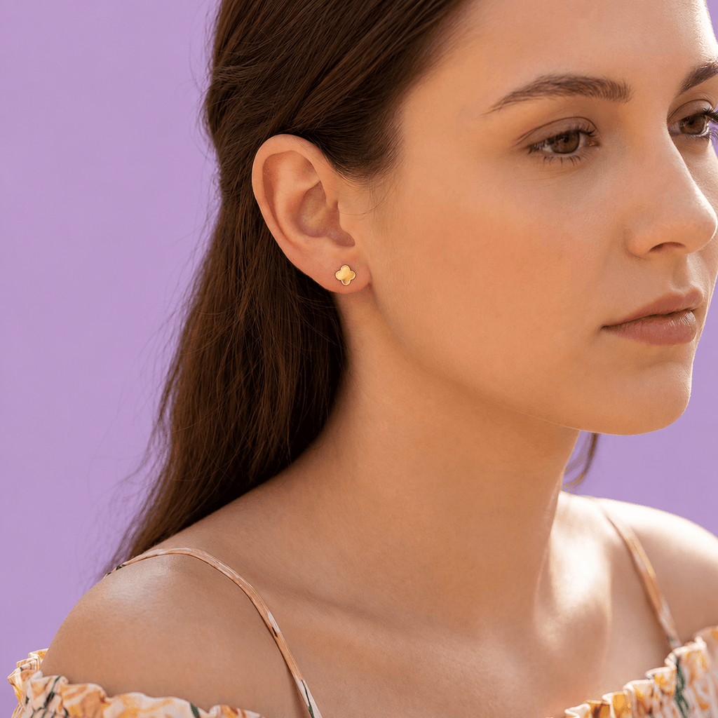 Lucky Clover Studs 14K Vergoldet