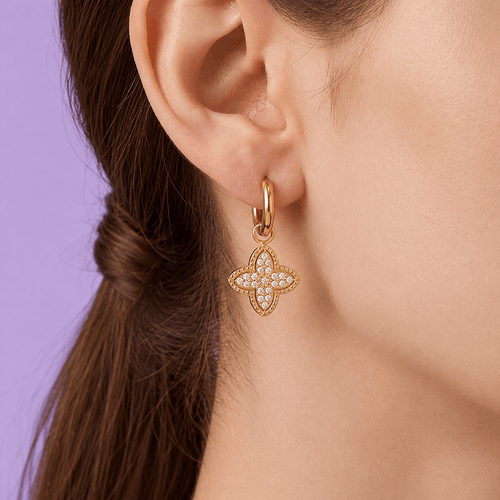 Crystal Clover Ohrringe 14K Vergoldet