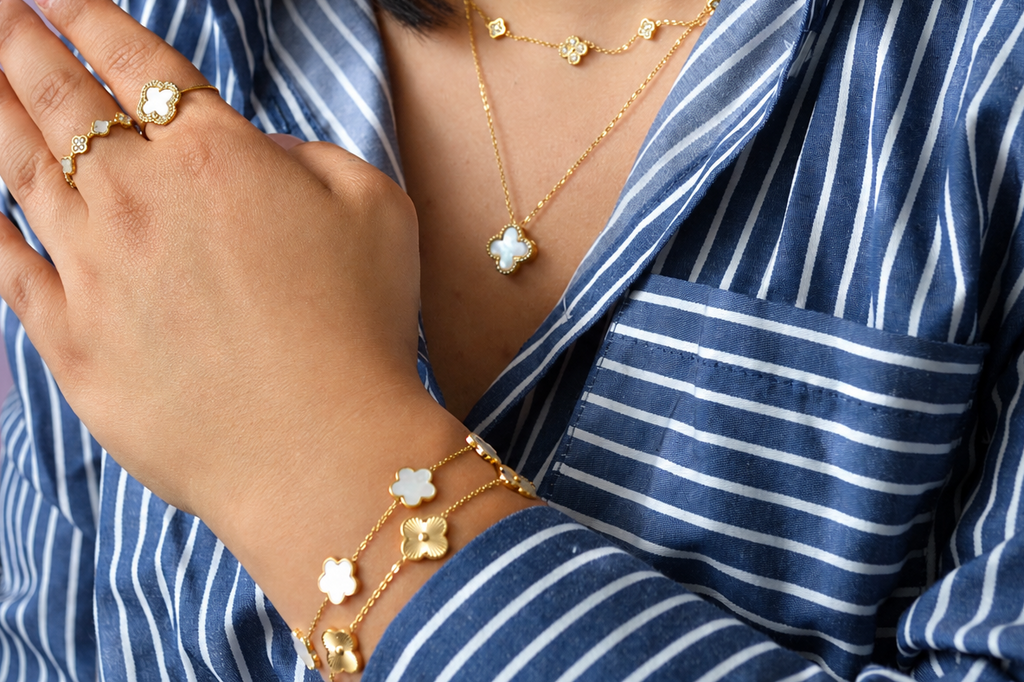 Golden Lucky Leaf Armband 18K vergoldet