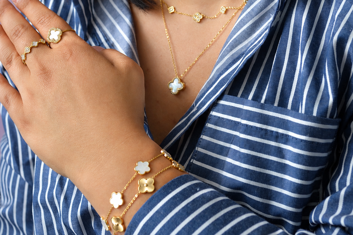 Golden Lucky Leaf Armband 18K vergoldet