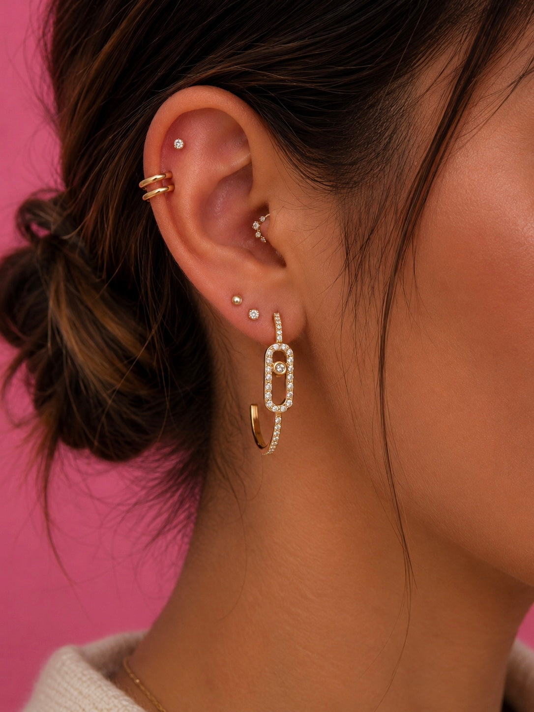 Pavé Link Earrings 14K vergoldet