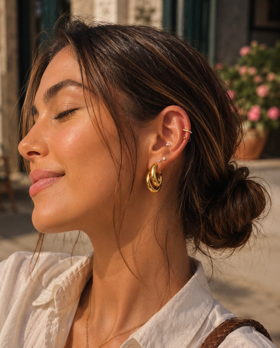 Luxe Curve Earrings 14K vergoldet