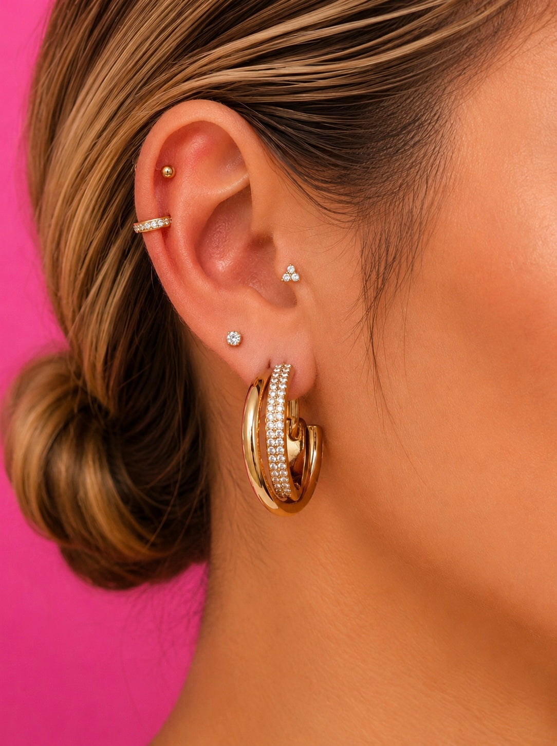 Lunéa Crystal Hoops 14K vergoldet