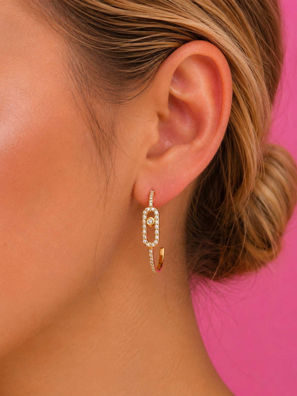 Pavé Link Earrings 14K vergoldet