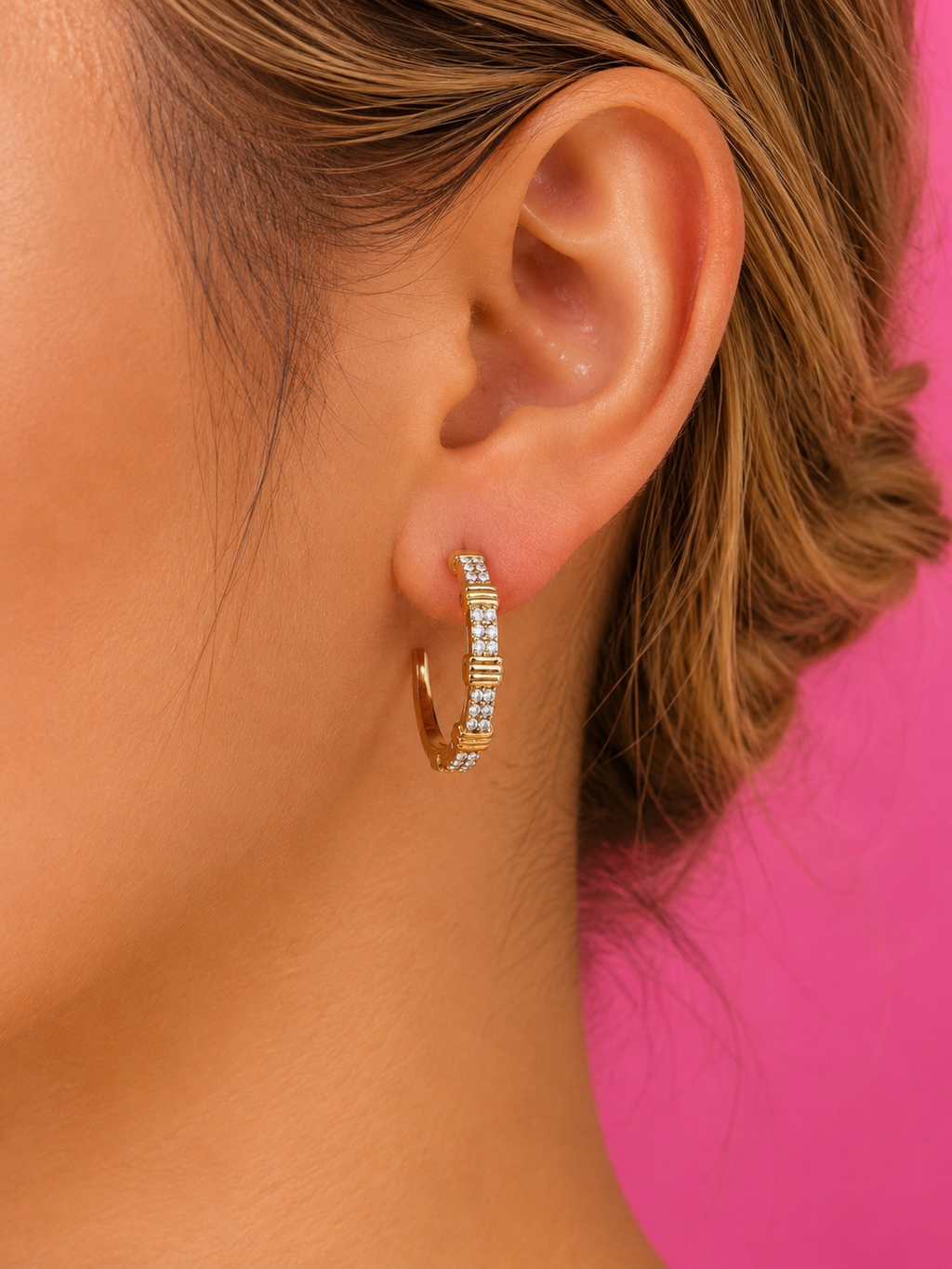 Évora Crystal Hoop 14K Gold Plated
