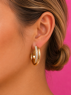 Lunéa Crystal Hoops 14K vergoldet
