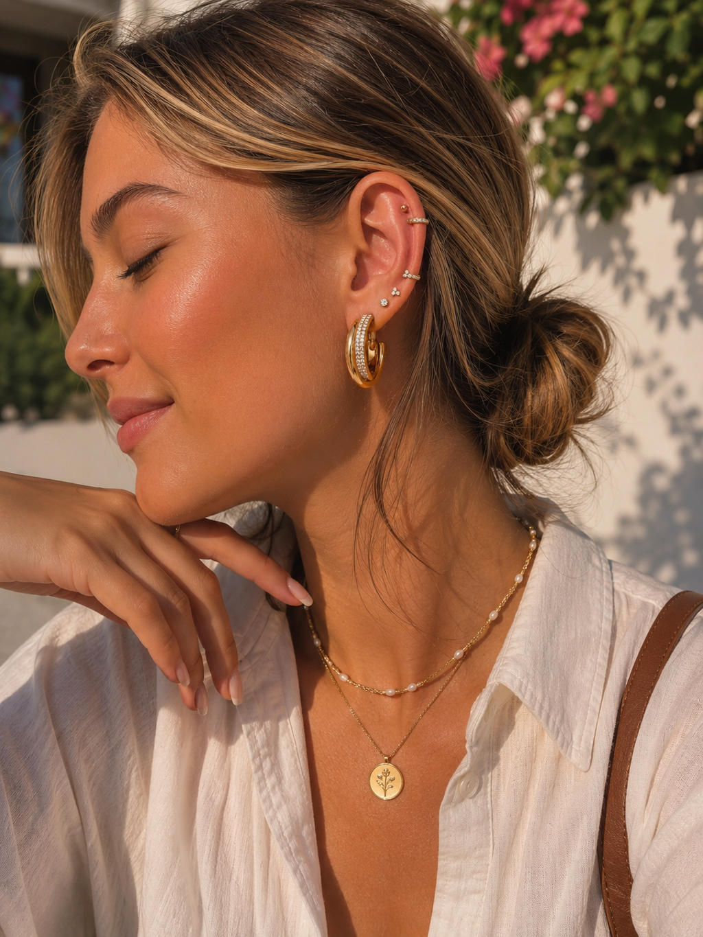 Lunéa Crystal Hoops 14K vergoldet