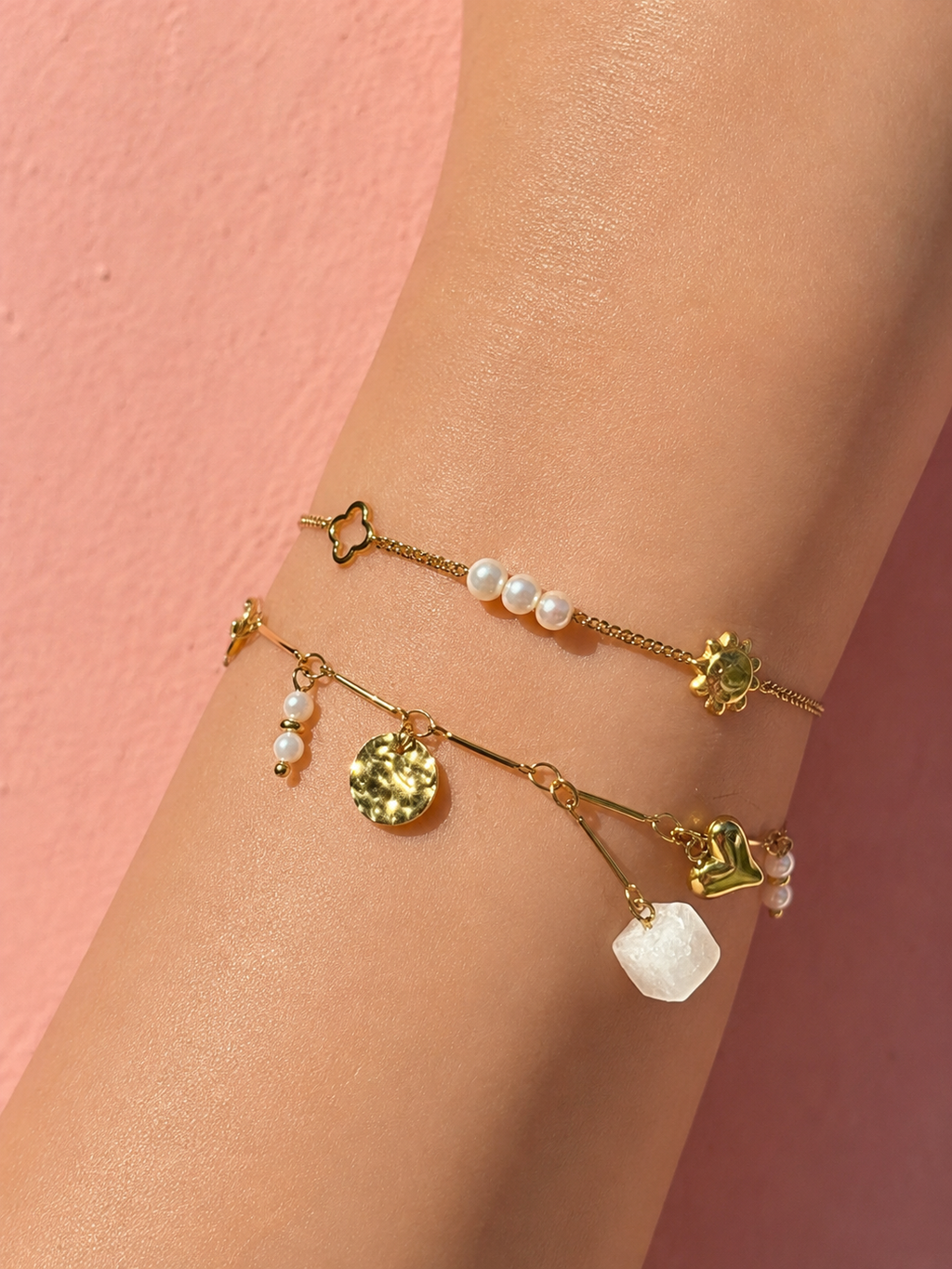 Golden Charm Bracelet 14K vergoldet