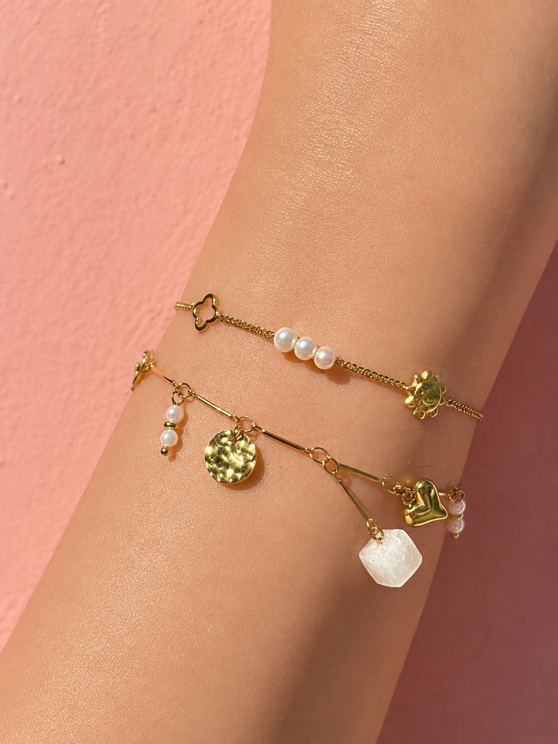 Golden Charm Bracelet 14K vergoldet