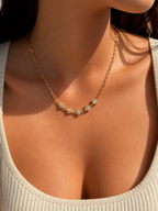 Crystal Flower Necklace 14K vergoldet