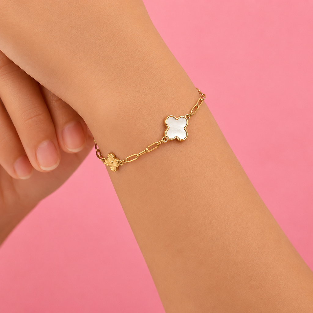 Pave Clover Bracelet 14K vergoldet