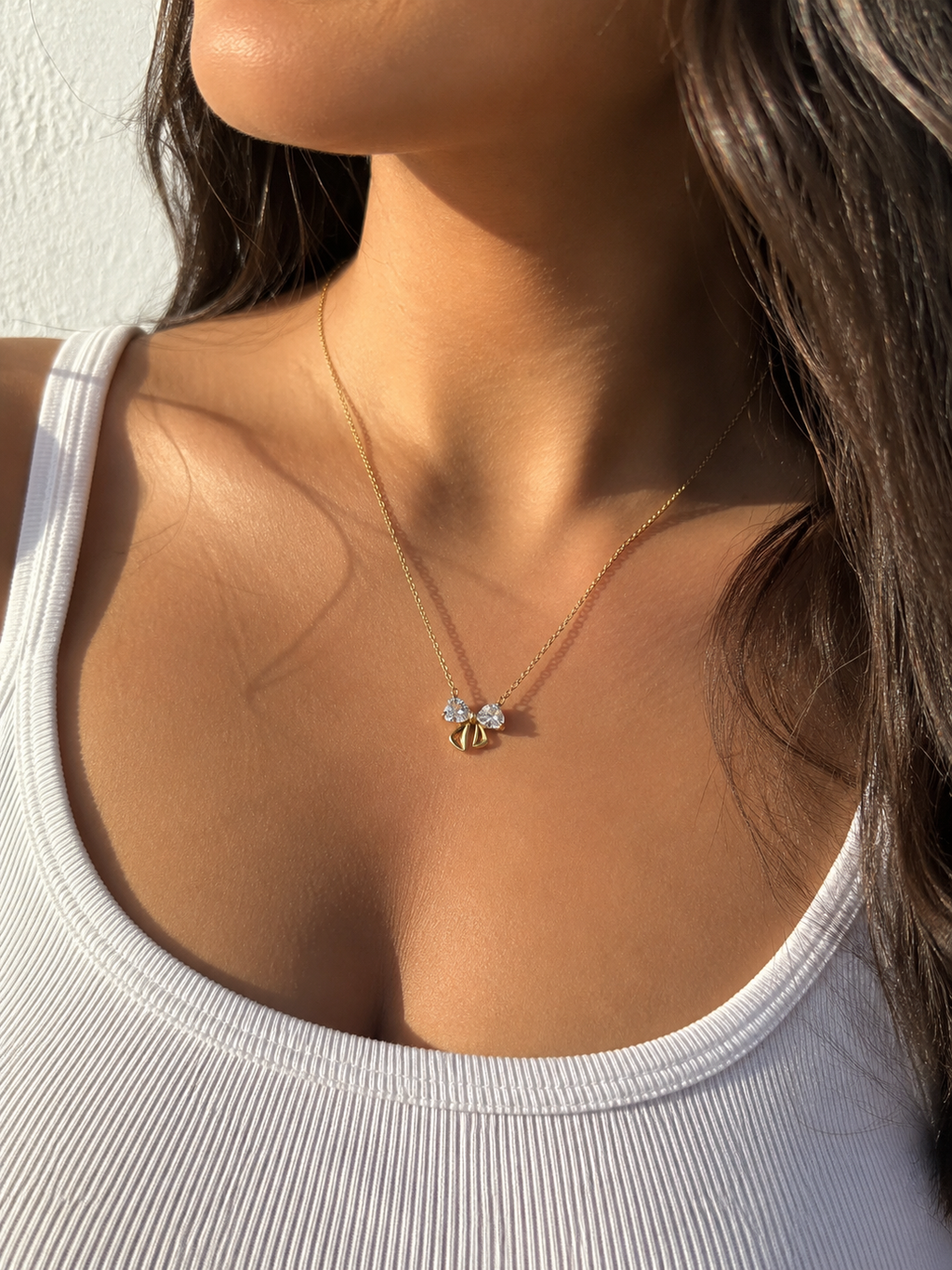 Crystal Bow Necklace 14K vergoldet