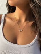 Crystal Bow Necklace 14K vergoldet