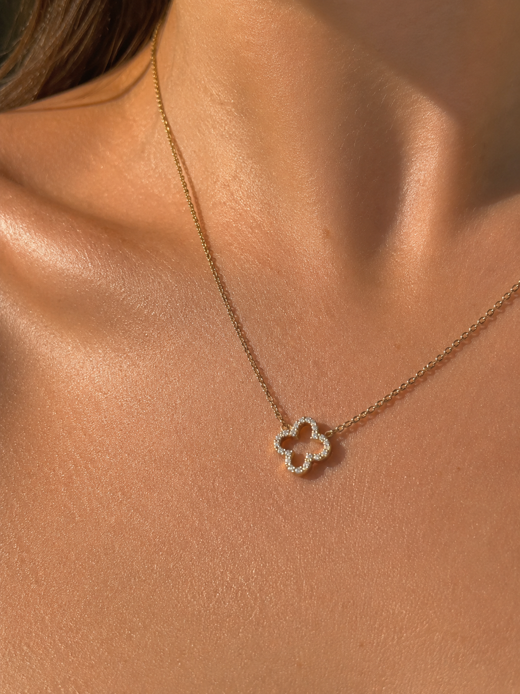Aurora Clover Necklace 14K vergoldet