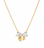 Crystal Bow Necklace 14K vergoldet