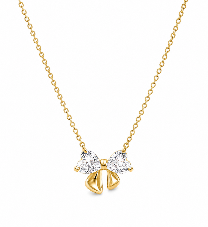 Crystal Bow Kette 14K vergoldet