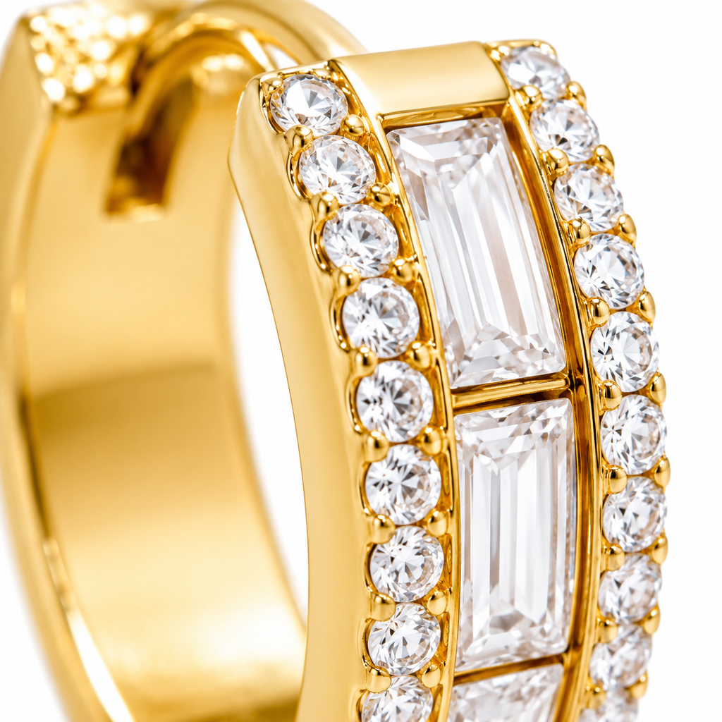 Diamond Line Huggies 14K Gold Plated