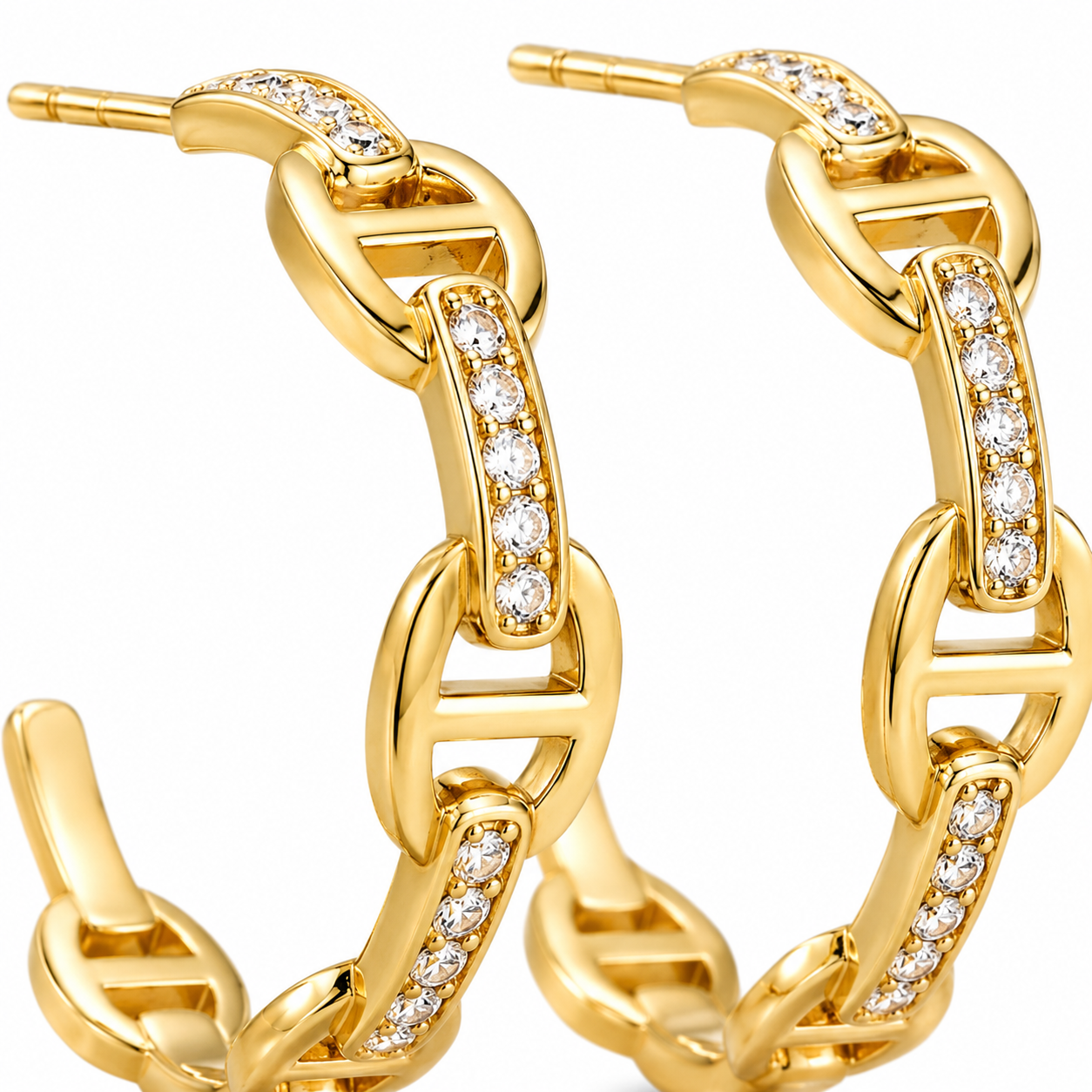Chain Luxe Hoops 14K vergoldet