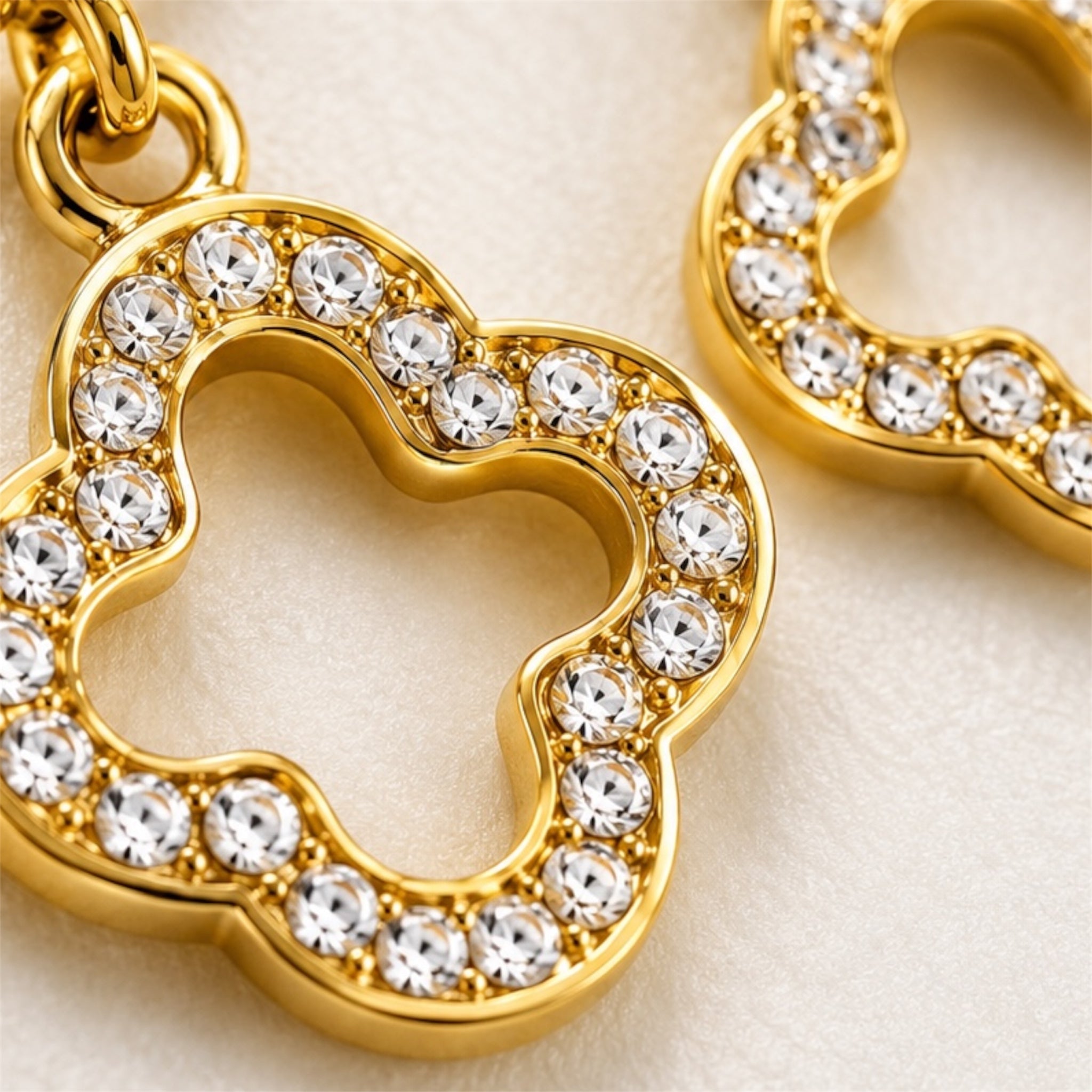Crystal Lucky Clover 14K Gold Plated