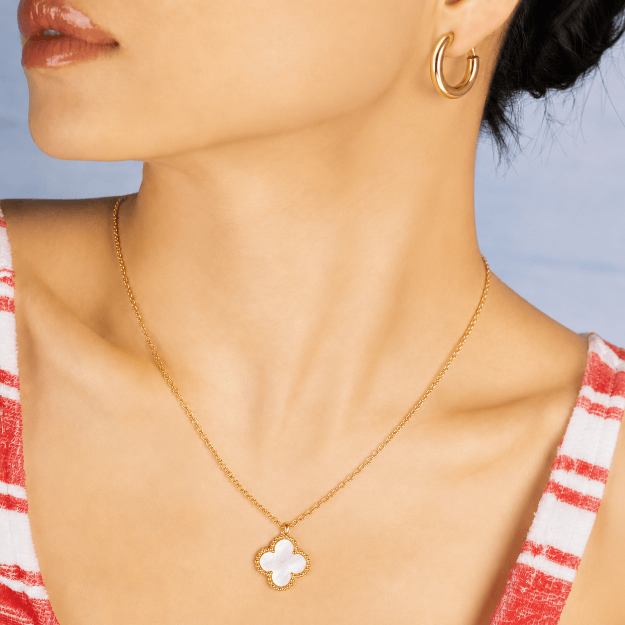 Lucky Luxe Necklace (White) 14K Gold Plated