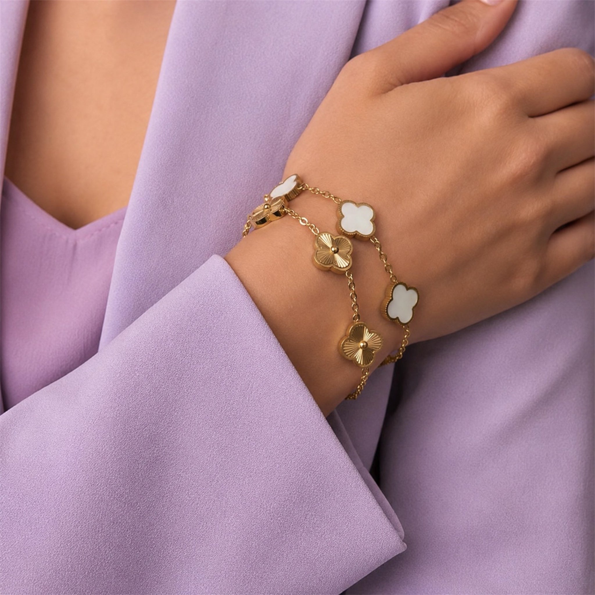 Golden Lucky Leaf Armband 18K vergoldet