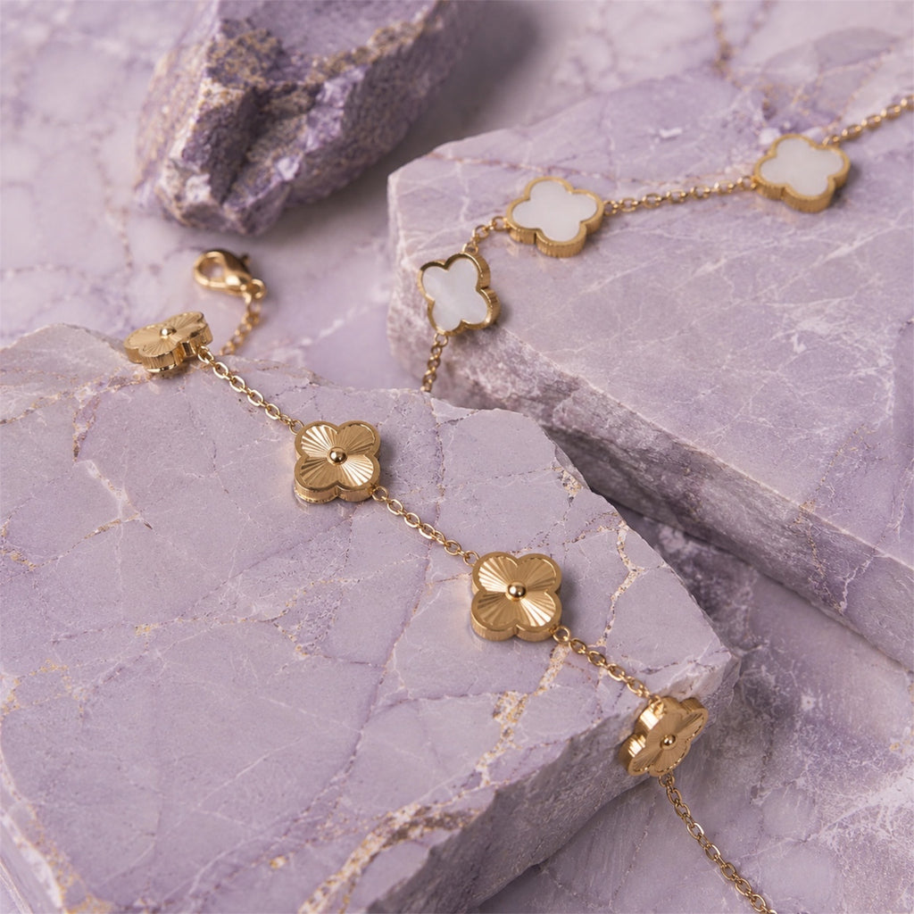 Golden Lucky Leaf Armband 18K vergoldet
