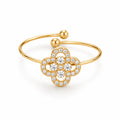 Pave Flower Ring 14K Vergoldet