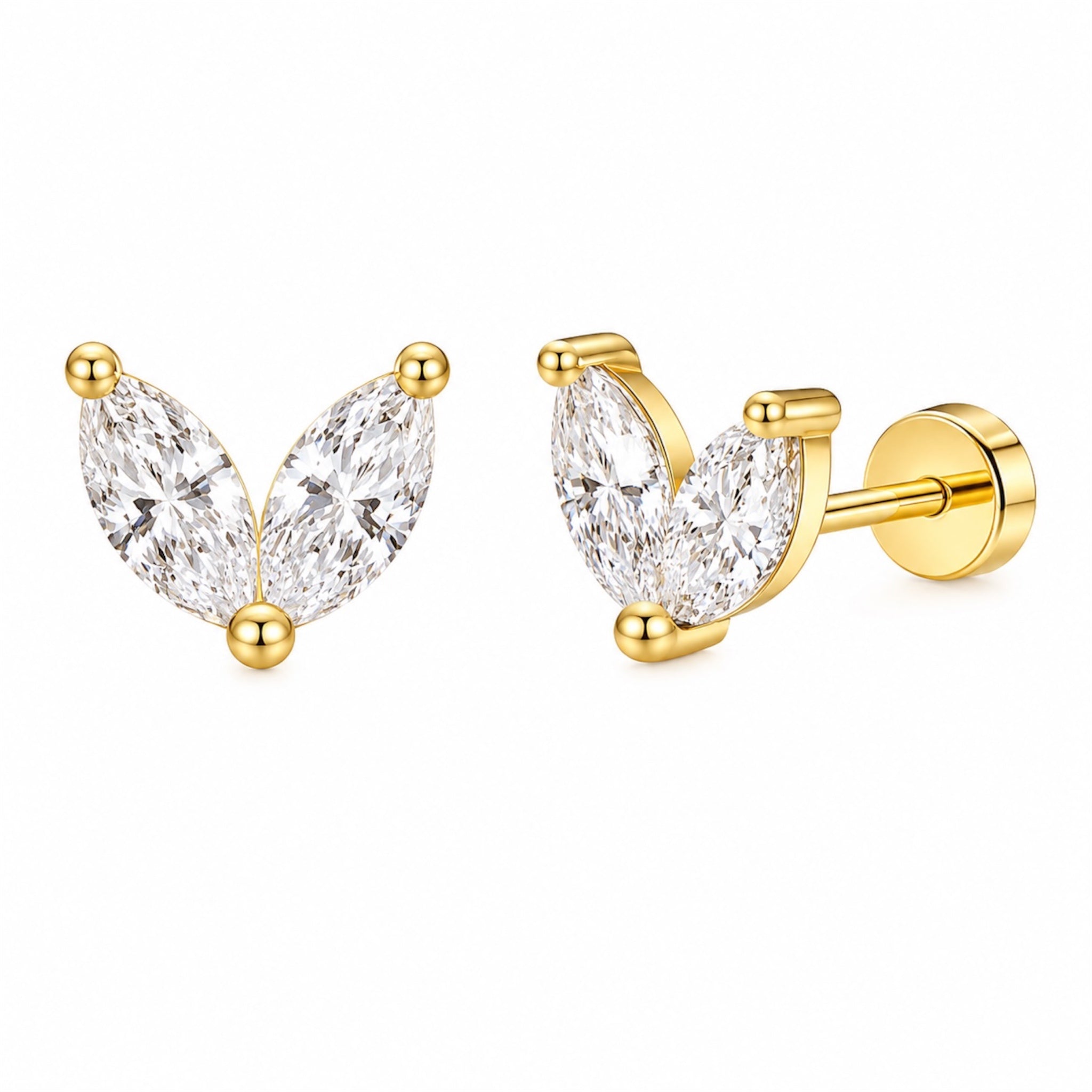 Luna Leaf Piercing 14K Vergoldet