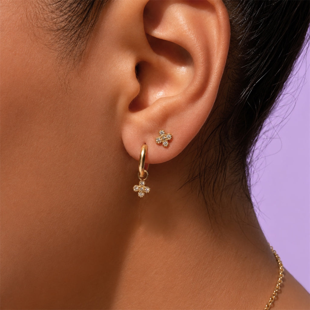 Pave Lucky Ohrringe 14K Vergoldet