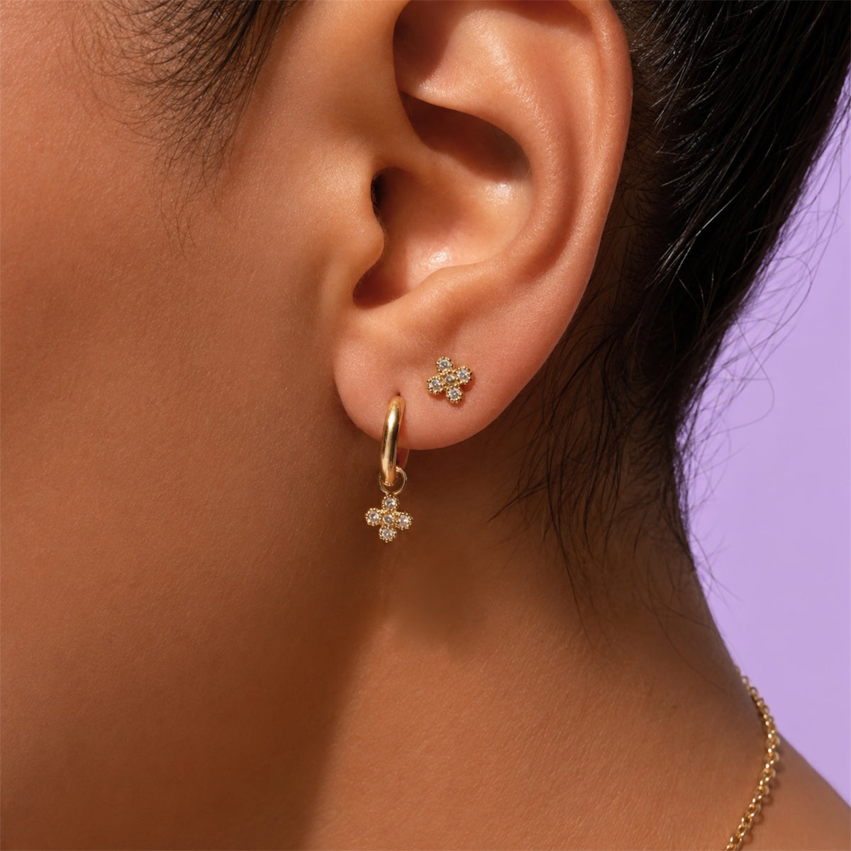 Pave Lucky Ohrringe 14K Vergoldet