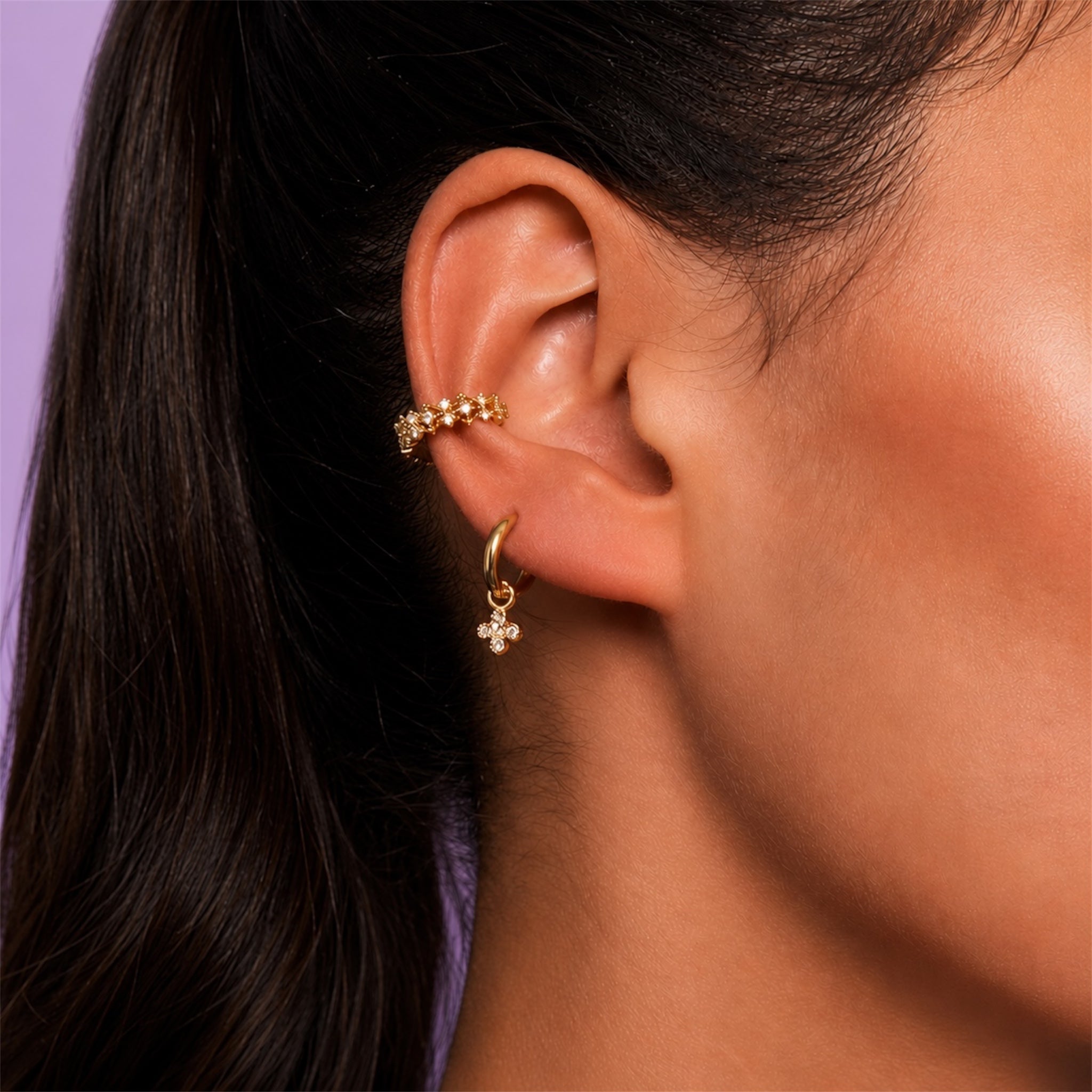 Pave Lucky Ohrringe 14K Vergoldet