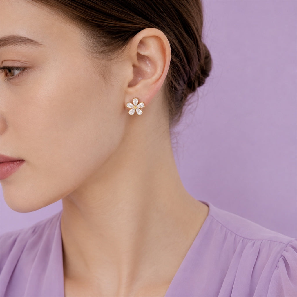 Crystal Bloom Stecker 14K Vergoldet