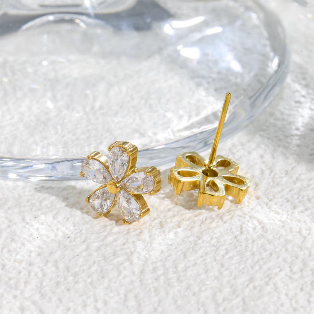 Crystal Bloom Stecker 14K Vergoldet
