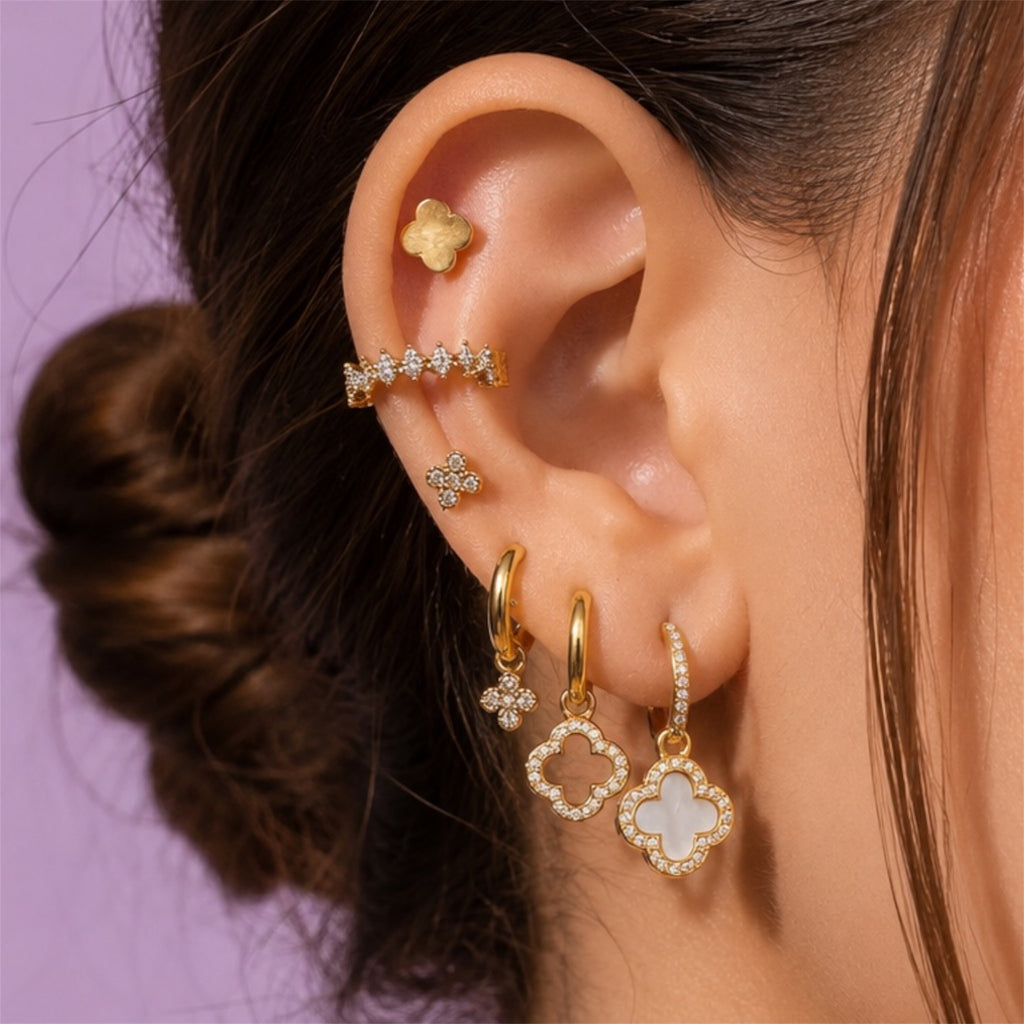 Pave Lucky Ohrringe 14K Vergoldet