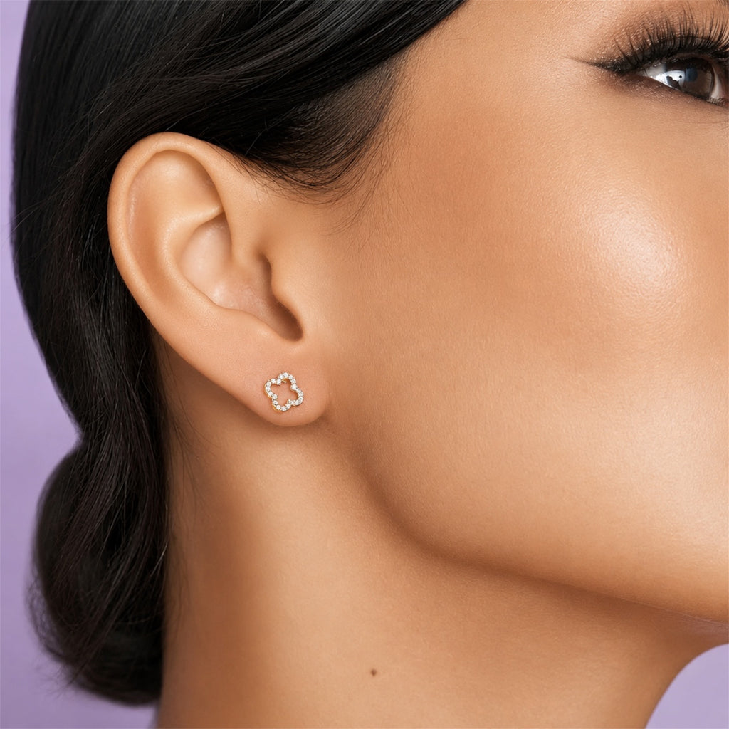 Pave Lucky Ohrstecker - 14K Vergoldet