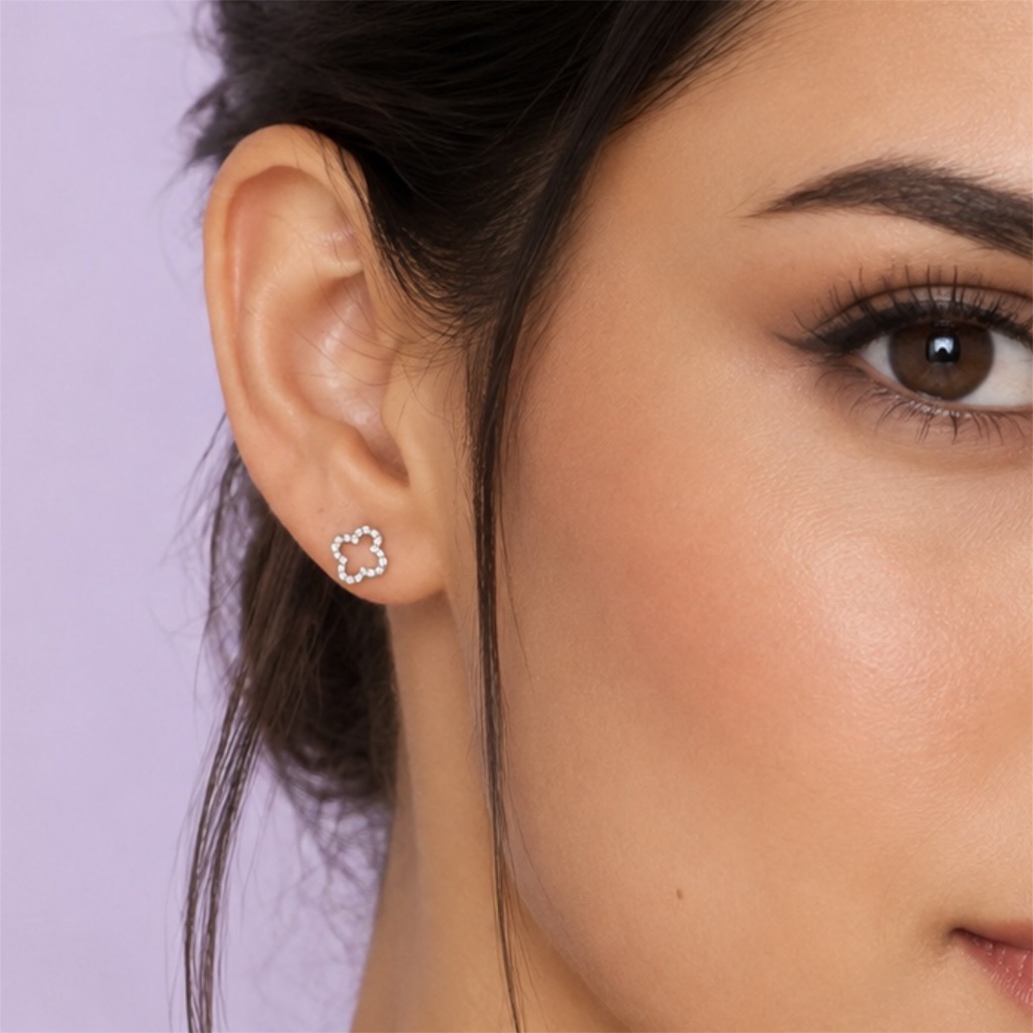 Pave Lucky Ohrstecker - 14K Vergoldet