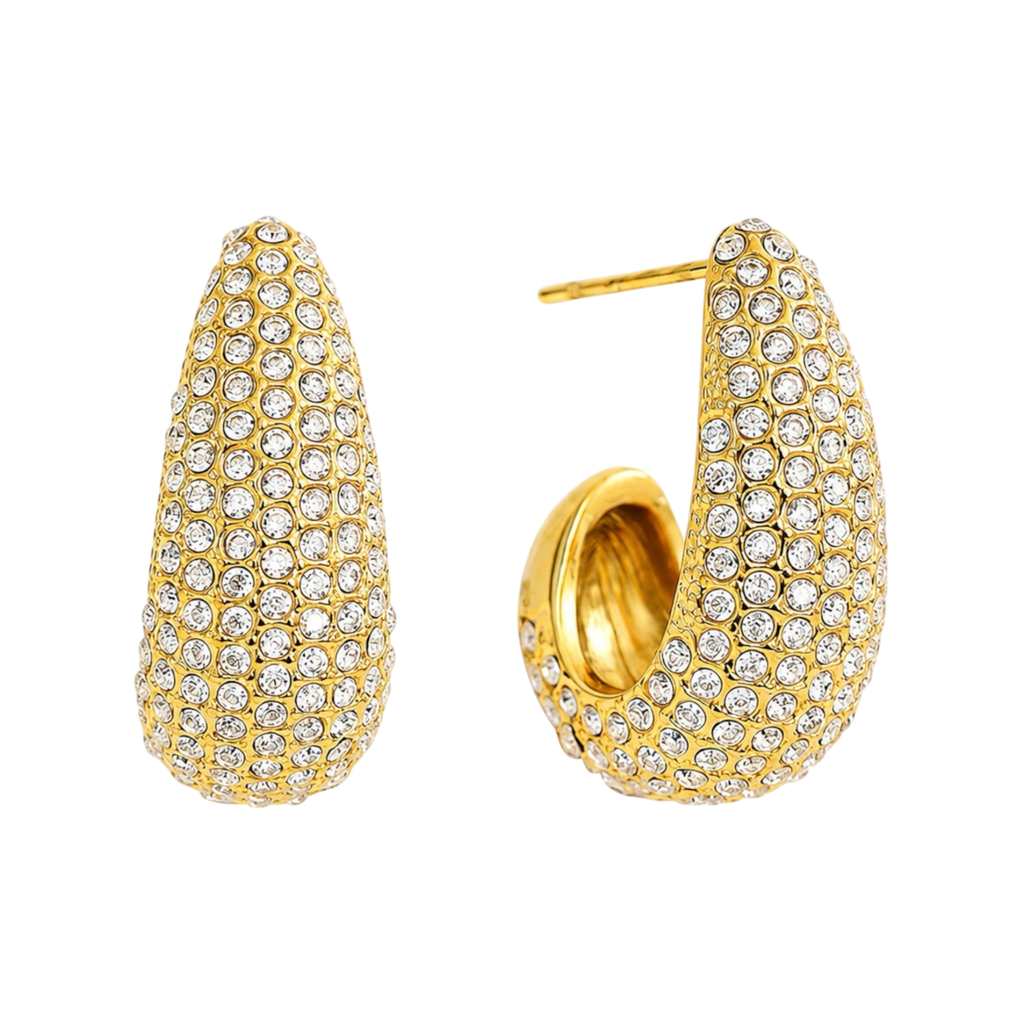 Pavé Glow Ohrstecker – 14K vergoldet