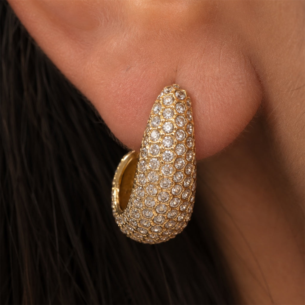 Pavé Glow Ohrstecker – 14K vergoldet