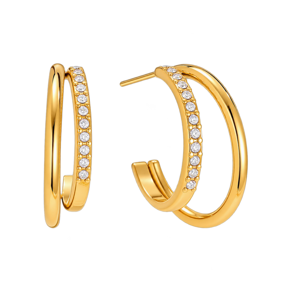 Diamond Line Huggies 14K Gold Plated