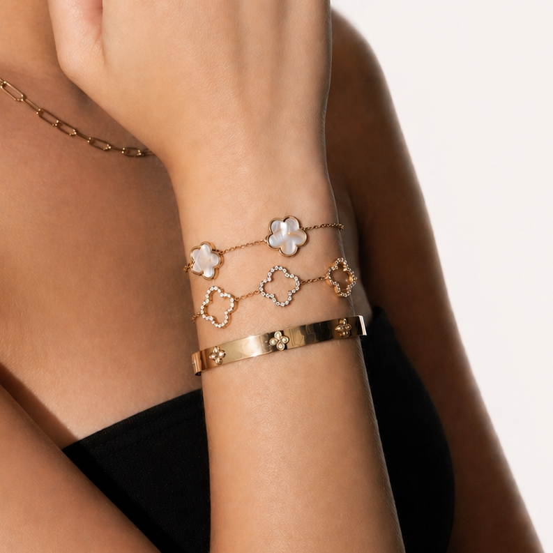 Lucky Clover Set (Pink) 14K vergoldet